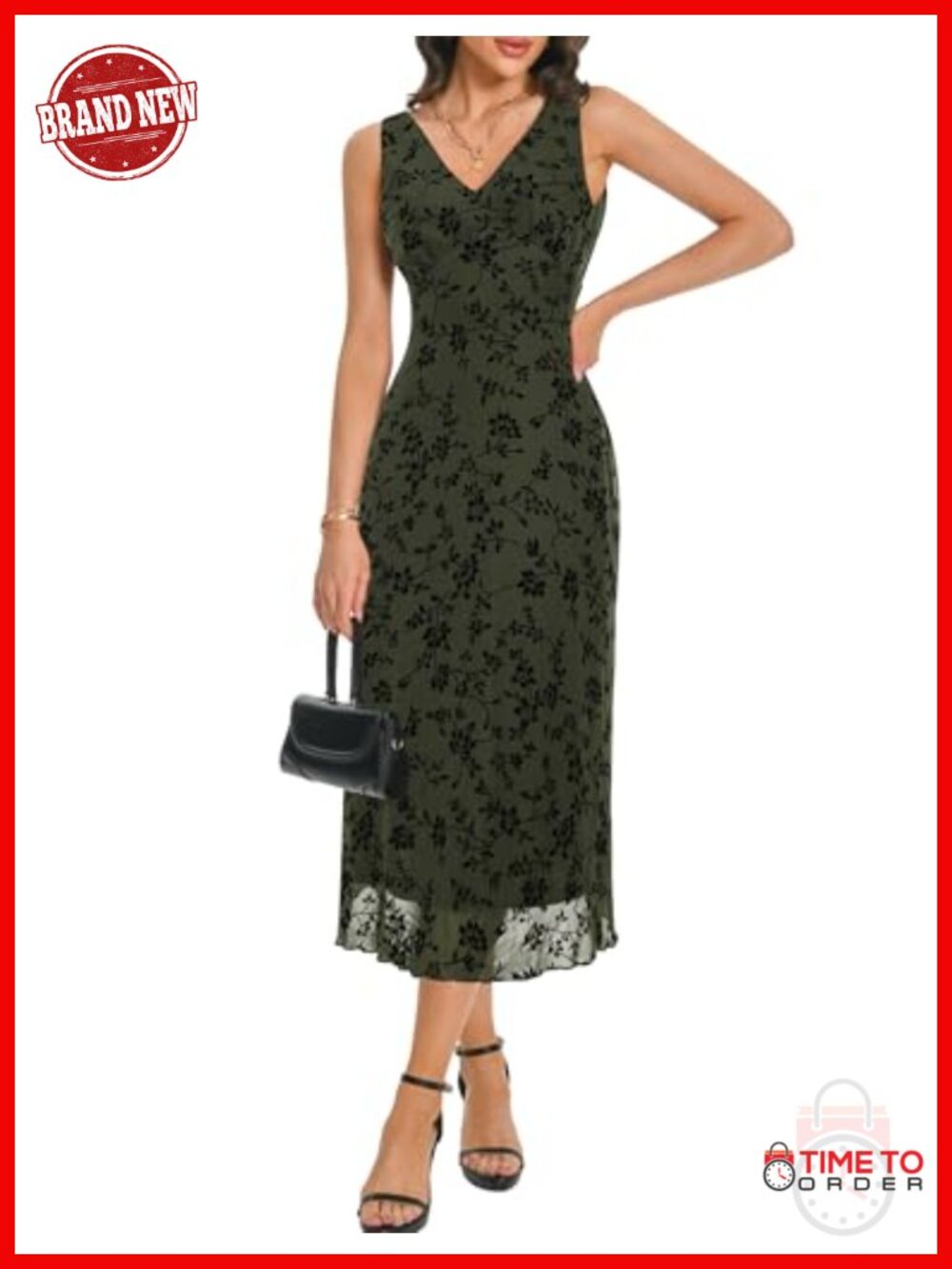 Women's Floral Maxi Dress Sleeveless V-Neck Mesh Semi Formal Long A-Line